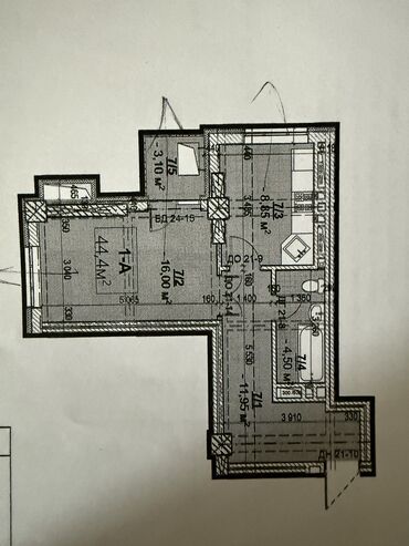 Продажа квартир: 1 комната, 44 м², Элитка, 10 этаж, ПСО (под самоотделку)