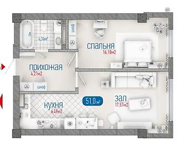 Продажа квартир: 1 комната, 51 м², Элитка, 5 этаж — 8