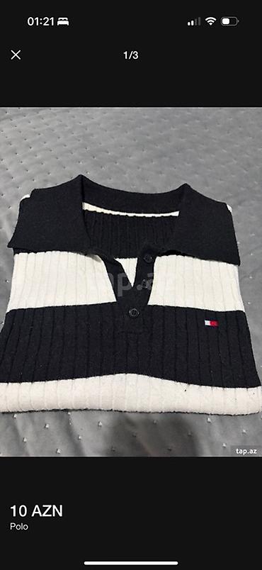 hilfiger: Qara-ağ enli zolaqlı kadin polo köynəyi - Model: qısaqol polo - — 3