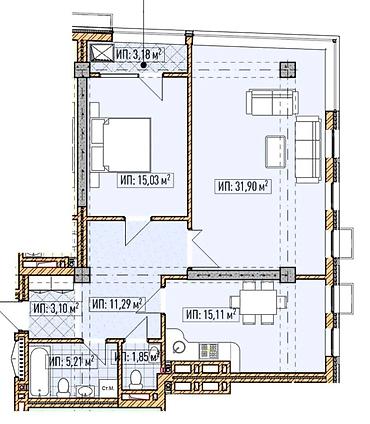 Продажа квартир: 2 комнаты, 86 м², Элитка, 7 этаж, Готовая ПСО (под самоотделку) — 12