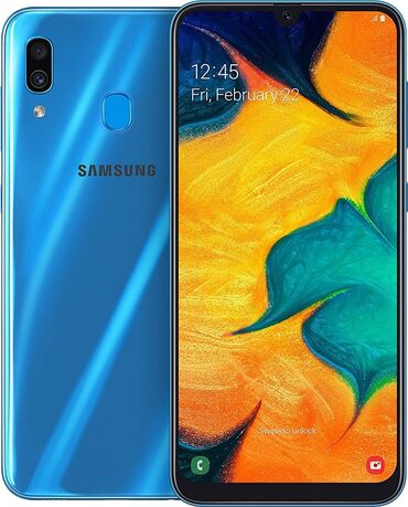 машинка б у: Samsung Galaxy A30, Б/у, 32 ГБ, цвет - Синий, 2 SIM
