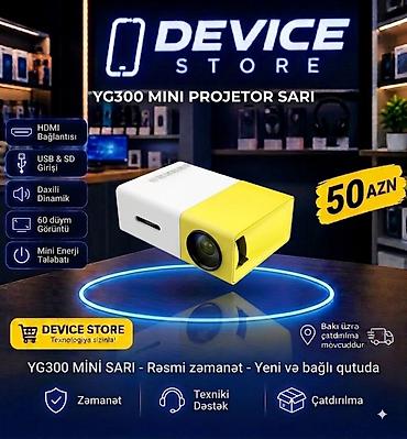 cib vayfay: YG300 Mini Proyektor – sarı rəng - HDMI bağlantısı - USB və SD kart — 1