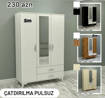 dolab 2 ci el: Qarderob, paltar dolabı, Yeni, 3 qapılı, Açılan, Düz dolab