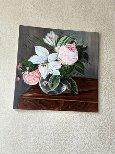 LuAZ: Satılır: Əl işi tablo – Çiçəklər 🌸 Əl ilə çəkilmiş orijinal tablo 🎨