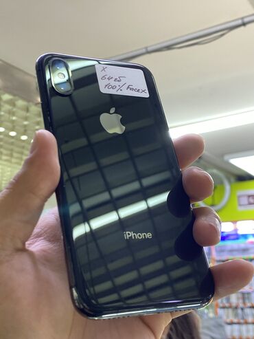 Apple iPhone: IPhone X, Б/у, 64 ГБ, Черный, 100 %