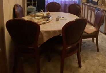 stul üzlükleri: Mətbəx üçün, İşlənmiş, Yumru masa, 6 stul