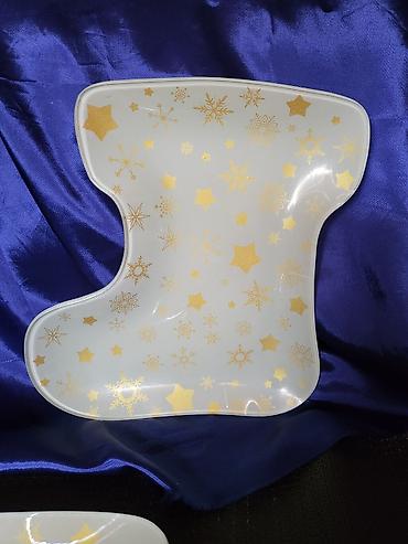 Kuhinjski setovi: Tanjiri vintaz stakleni praznicni. Stakleni tanjiri za posluzenja — 11