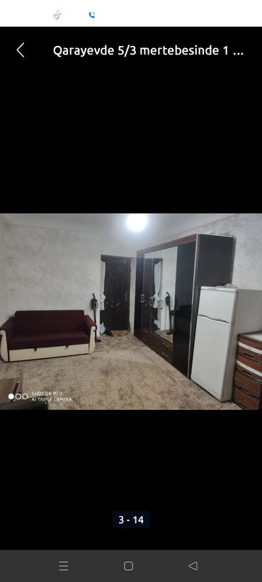 sumqayit 9 mkr kiraye evler: Qarayevde 5/3 mertebesinde 1 otaqli ev 300 azn qiymet sondu evde