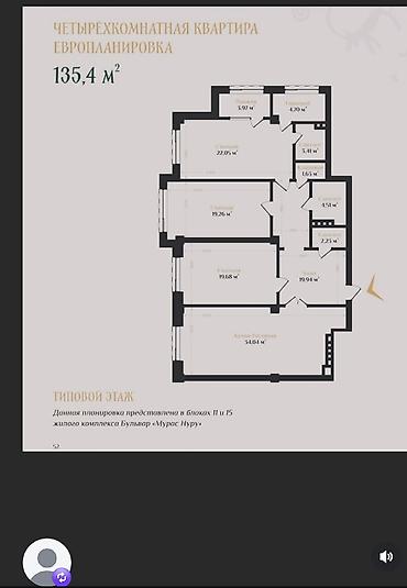 vip: 4 комнаты, 135 м², Элитка, 3 этаж, ПСО (под самоотделку) — 1
