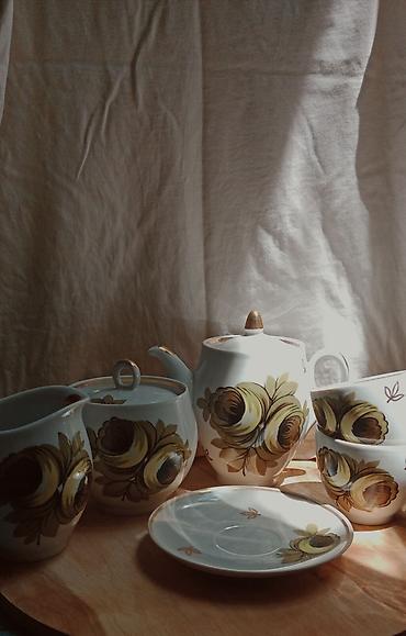 •Сервиз чайный СССР Барановка 1970г "Тюльпан" зелёный 🔥☕ Клеймо