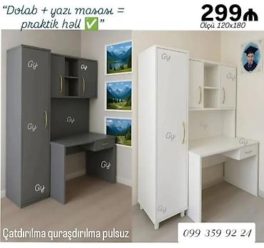 Dolab + yazı masası kombinə edilmiş dəst - Ölçü: 120×180 sm -