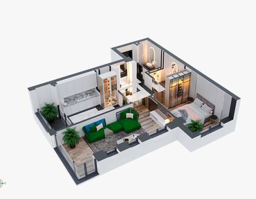 арзан квартира керек бишкектен: 2 комнаты, 82 м², Элитка, 11 этаж, ПСО (под самоотделку)