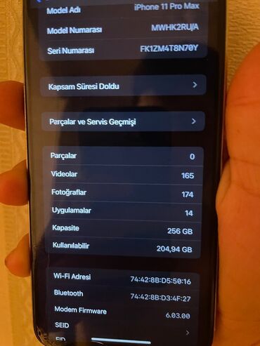 ayfon 5s ekran: IPhone 11 Pro Max, 256 GB, Gümüşü, Simsiz şarj, Face ID