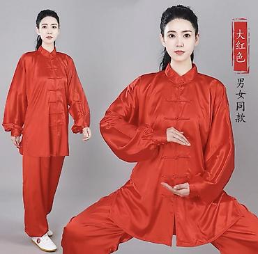 красные колготки: Костюм- форма для выступлений для тайцзи/ушу — унисекс, красный — 2