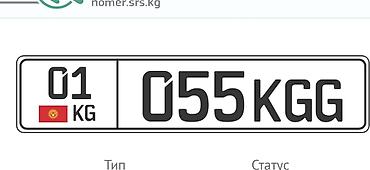 Номерной знак формата KG: комбинация 01 KG 055 KGG. Особенности: -