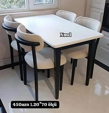 Masa və oturacaq dəstləri: Masa və 6 stul dəsti – Xmd • Komplekt: 1 yemək masası + 6 ədəd stul — 65