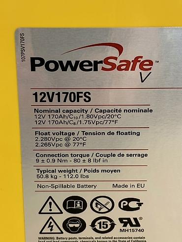Транспорт: PowerSafe 12V170FS akkumulyatorlar Texniki göstəricilər: - Gərginlik — 2