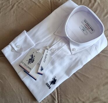 papaqli koynekler: Мужская рубашка, U.S. Polo Assn, M (EU 38), цвет - Белый