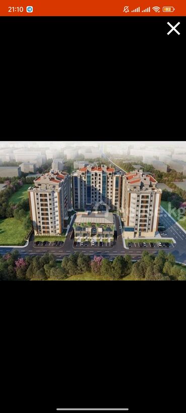 азат курулуш 6 мкр: 2 комнаты, 64 м², Элитка, 3 этаж, ПСО (под самоотделку)