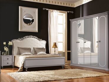 Спальные гарнитуры: Спальный гарнитур, Двуспальная кровать, цвет - Серый — 1