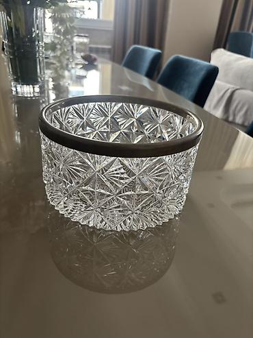 cex xrustal: Kəsimli kristal qab – metal haşiyəli - Material: qalın kəsimli — 1