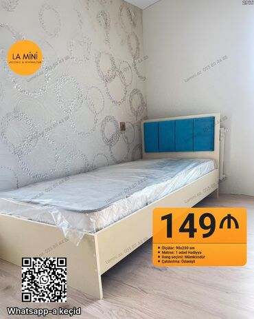 Masa və oturacaq dəstləri: Təknəfərlik çarpayı, Bazasız, Matras ilə, Siyirməsiz