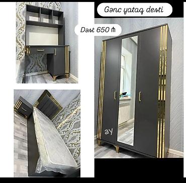 carpayı tek: Gənc yataq dəsti – dəst 650 ₼ Tərkibi: - 3 qapılı dolab: orta qapı — 1