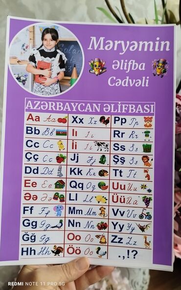 Çaydanlar: Mektebli usaqlar ucun oz sekilleri ile vurma cedveli ve elifba cedveli