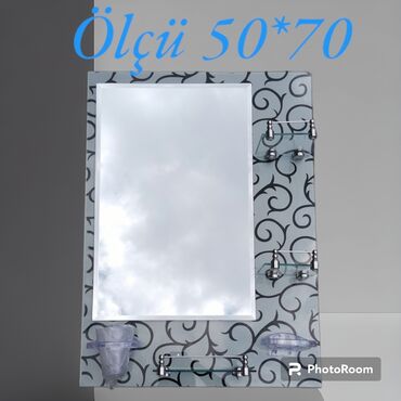 Güzgülər: Güzgü Divar üçün, Kvadrat, Hamam üçün, Naxışlı — 24