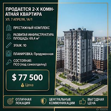 🔥 Продаётся 2-комнатная квартира 69,4 м² по отличной цене 📍 Адрес