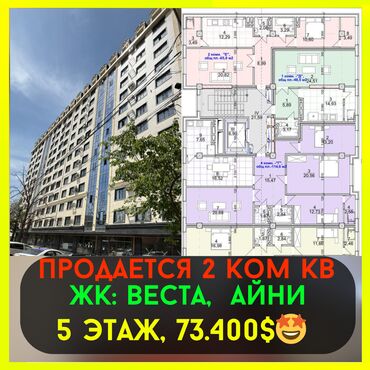 Продажа квартир: 2 комнаты, 65 м², Элитка, 5 этаж, ПСО (под самоотделку)