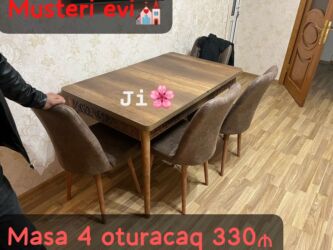 Masa və oturacaq dəstləri: Mətbəx üçün, Yeni, Açılan, Dördbucaq masa, 4 stul — 9