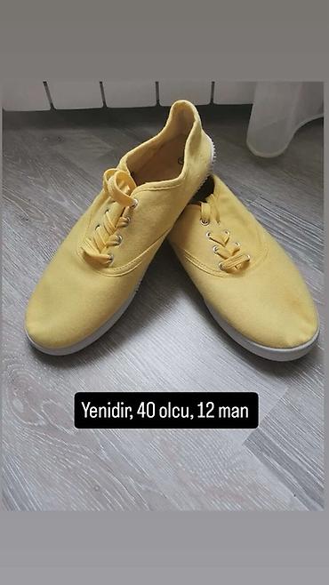 желтые туфли: Sarı rəngli kətan parça ayaqqabı - Ölçü: 40 - Qiymət: 10 man - Üst — 1