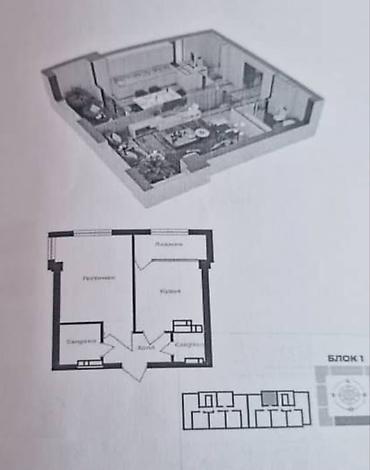 1 комната, 38 м², Тунгуч мкр Элитка, 3 этаж, ПСО (под самоотделку)