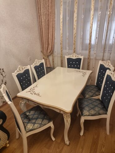 ikinci el stul stol: Для гостиной, Б/у, Раскладной, Квадратный стол, 6 стульев