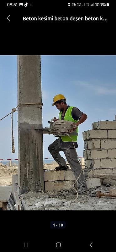 Beton işləri: #Betonkesme #betondeşmə Beton kubik kərpic - dən kəsim deşim — 16