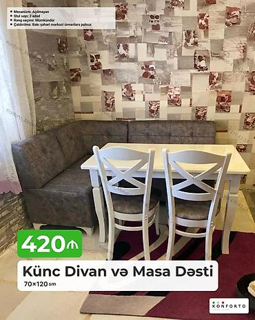 balkon masa: Künc Divan və Masa Dəsti - Ölçü: 70 × 120 sm masa - Komplekt: künc — 1