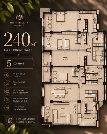 Батирлер: 5 жана андан көп, 240 м², Элитка, 1 кабат, ПСО (өз алдынча бүтүрүү) — 1