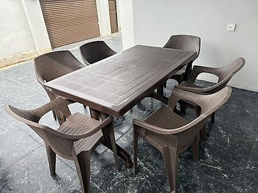 Bağ, çöl masa və oturacaq dəstləri: Yeni, Dördbucaq masa, 6 stul, Açılan, Skameykalar ilə, Plastik, Türkiyə — 5
