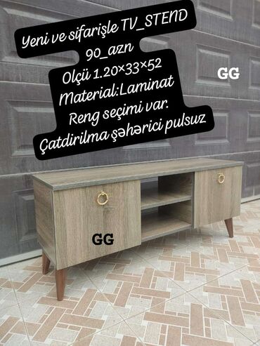 tv alti mebel: Yeni ve sifarişle TV_STEND 90_azn Olçü 1.20×33×52 Material:Laminat