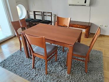 Drveni trpezarijski set – sto + 4 stolice, potrebno malo