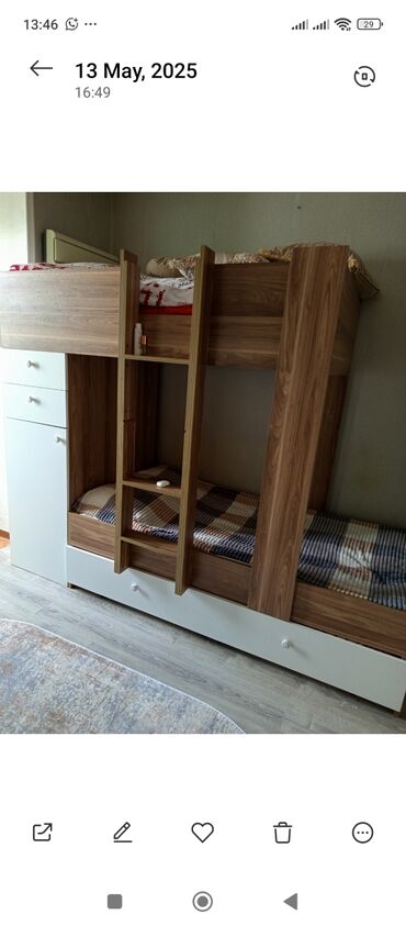 двухместная кровать: Oğlan və qız üçün, İşlənmiş, Çarpayı, Matrassız, Siyirməli, Laminat