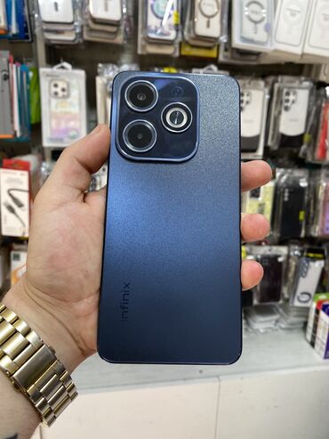 telfon: Infinix HOT 50i, 128 ГБ, цвет - Синий, Кнопочный, Face ID