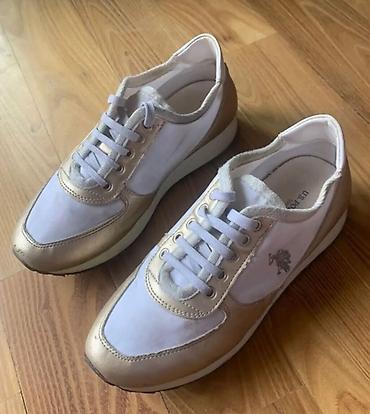 polo krasovka: US Polo Assn. qadın krossovkaları - Rəng: ağ və qızılı kombinasiyası — 2