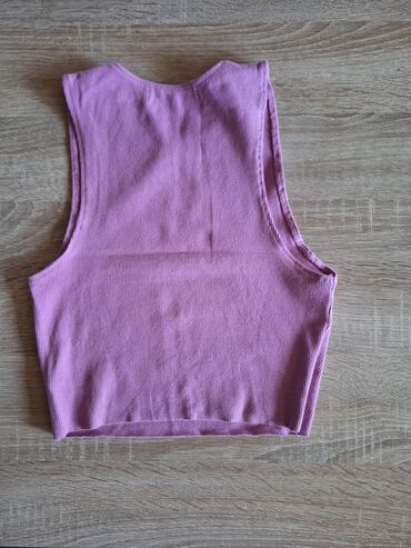 crop top bluze: Pull and Bear, S (EU 36), Pamuk, Jednobojni, bоја - Roze