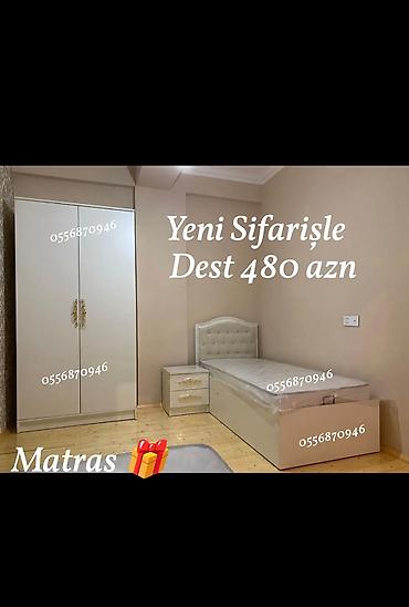 ağ divan: Oğlan və qız üçün, Yeni, 2 təknəfərlik çarpayı, Dolab — 2