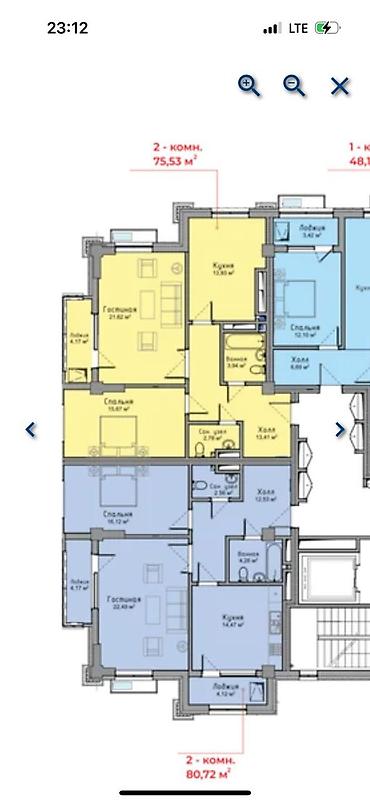 Продажа квартир: 2 комнаты, 72 м², Асанбай мкр Элитка, 10 этаж, ПСО (под самоотделку) — 3