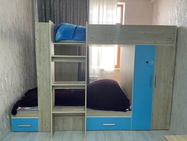 İkimərtəbəli uşaq çarpayıları: Oğlan və qız üçün, İşlənmiş, Çarpayı, Matras ilə, Siyirməli