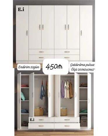 Çarpayılar: Açılan, 6 qapı Düz dolab, Qarderob, paltar dolabı