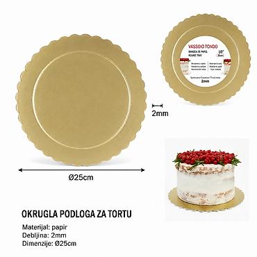 KMT Papirna podloga za tortu 25 cm – okrugla, zlatna - Materijal